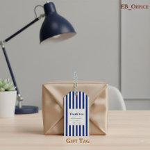 Chic Navy Blue & White Stripes Business Thank You