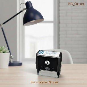 Chic Navy Blue White Stripes Professional Business Self-inking Stamp
