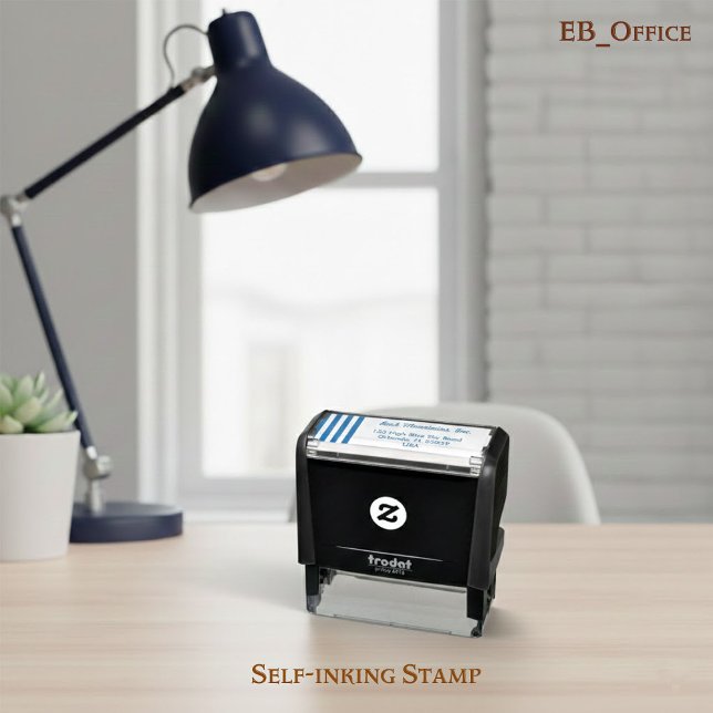 Chic Navy Blue White Stripes Professional Business Self-inking Stamp (Creator Uploaded)