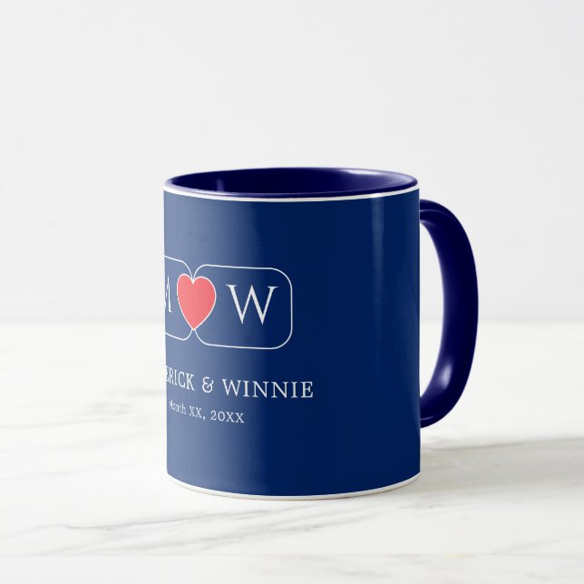 Chic Navy Couple Coffee Mugs Wedding Gift (Front Right)