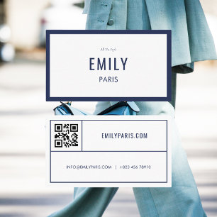 Chic Navy Fashion / Beauty Business Card QR Code
