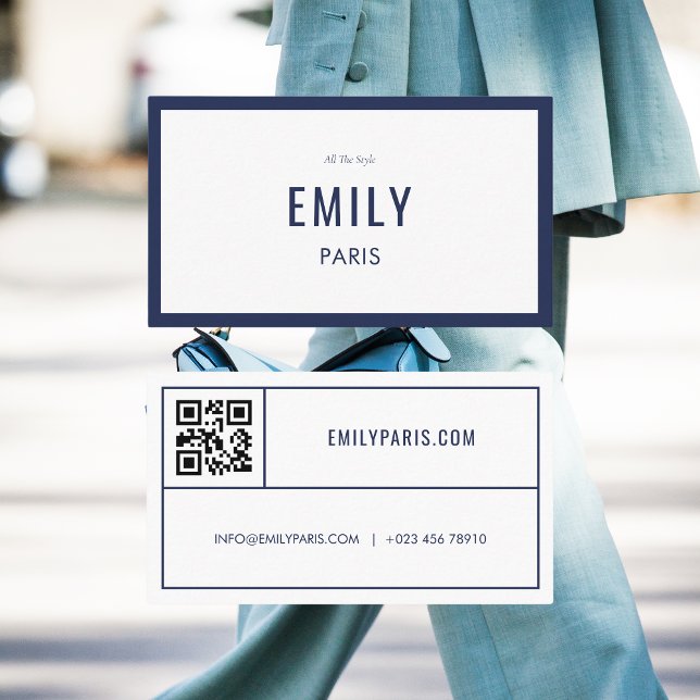 Chic Navy Fashion / Beauty Business Card QR Code  (Creator Uploaded)