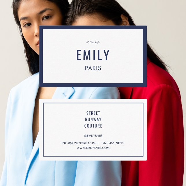 Chic Navy Fashion Stylist / Beauty Business Card (Creator Uploaded)