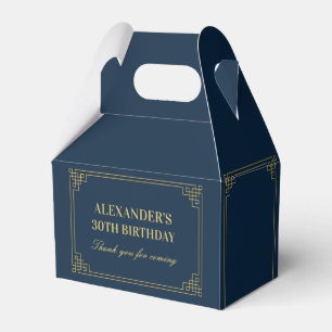 Chic Navy Gold Gatsby Art Deco Frame Birthday Favour Box