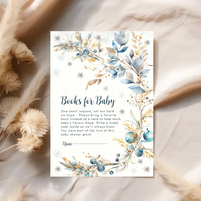 Chic Navy & Gold Snowflake Books Instead of Card  (Creator Uploaded)