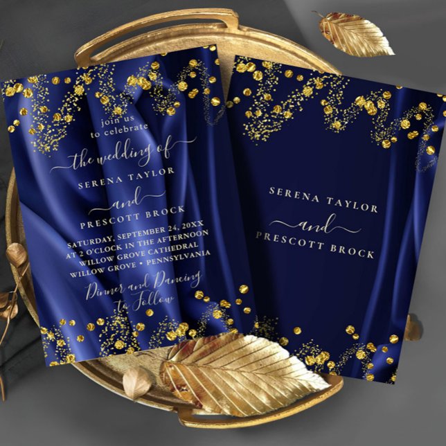 Chic Navy Gold Wedding Invitation (Creator Uploaded)
