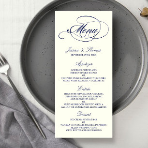 Chic Navy & Ivory Wedding Menu Template