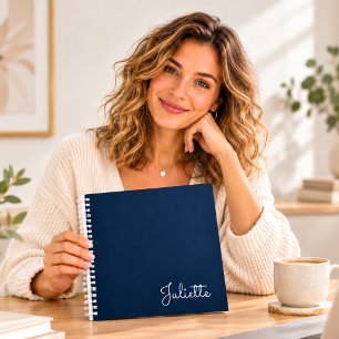 Chic Navy Personalised Script Name Spiral Notebook