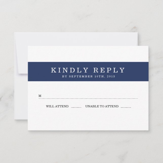 Chic Navy Stripes Wedding RSVP (Front)