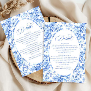 Chic navy toile roses wedding guest information  enclosure card
