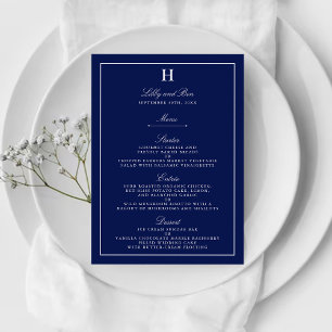 Chic Navy & White Wedding Menu Template
