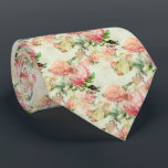 Chic Neck Tie With Antique Floral Roses Pattern<br><div class="desc">Unique neck tie with contemporary image of pastel pink, sage and mint green, teal and light blue, coral red and pale orange coloured rose flower pattern. Ornate, funky, modern and whimsical hipster design for the artistic or artsy hip trend setter, vintage retro, nouveau deco art style lover. Unique, pretty, decorative,...</div>