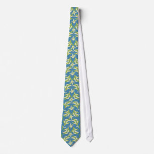 Chic Necktie: Lilies of the Valley on Blue Tie