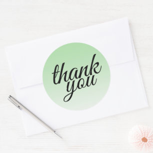 Chic neo mint green ombre thank you classic round sticker