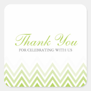 Chic Neon Green Ombre Chevrons Square Sticker