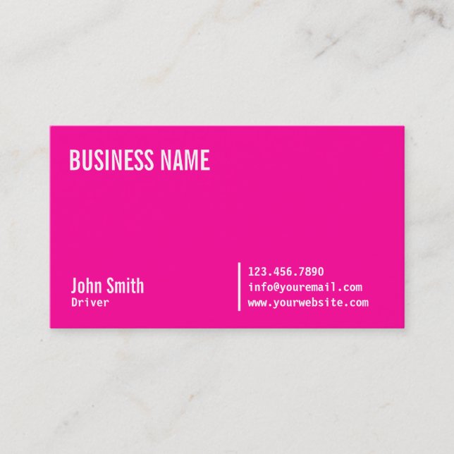 Chic Neon Pink Driver Business Card (Front)