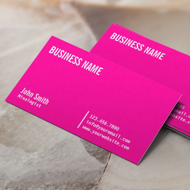 Chic Neon Pink Mixologist Business Card (Creator Uploaded)
