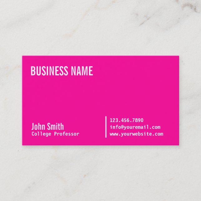 Chic Neon Pink Professor Business Card (Front)