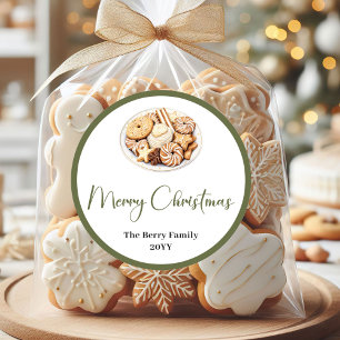 Chic Neutral Christmas Custom Family Name Sticker