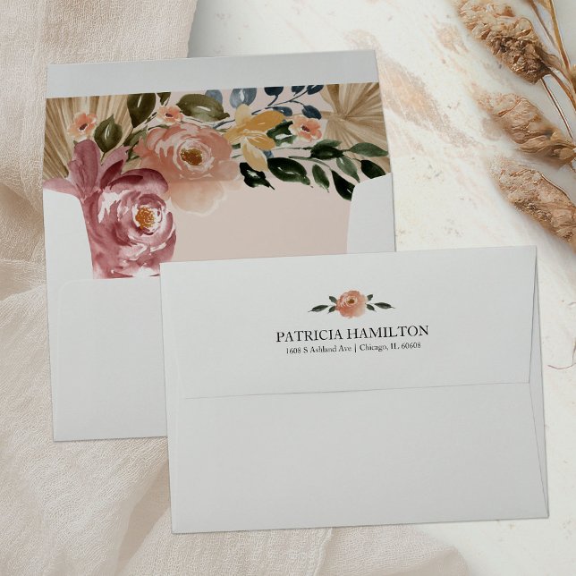 Chic Neutral Colours Boho Floral Wedding Envelope (Creator Uploaded)