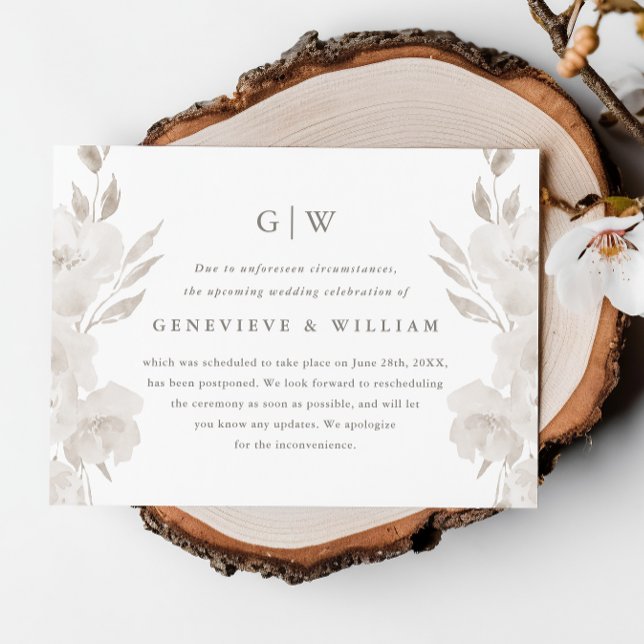 Chic Neutral Floral Photo Wedding Postponement (Creator Uploaded)