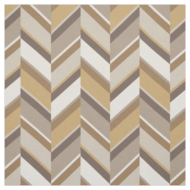 Chic neutral gold beige geometric zigzag pattern fabric (Swatch)