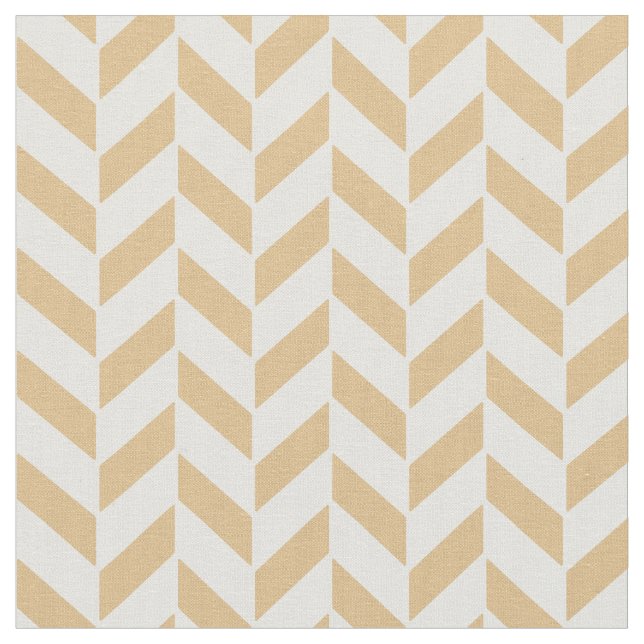 Chic neutral gold white geometric zigzag pattern fabric (Close Up)