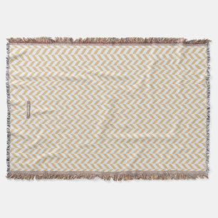 Chic neutral gold white geometric zigzag pattern throw blanket