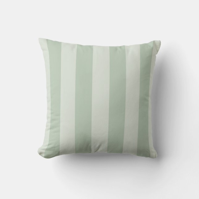 Chic Neutral Green Striped Pattern Cushion (Front)