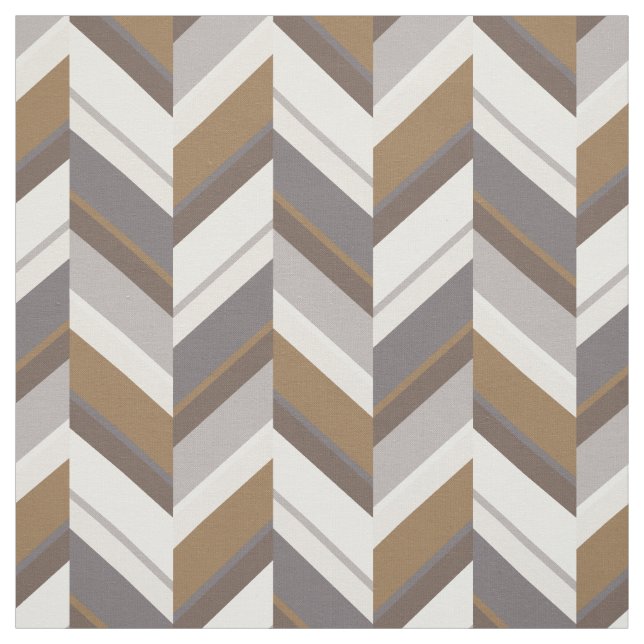 Chic neutral grey brown geometric zigzag pattern fabric (Swatch)