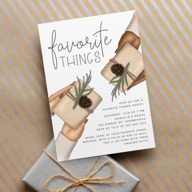 Chic Neutral Holiday Favourite Things Party Invitation (Creator Uploaded)