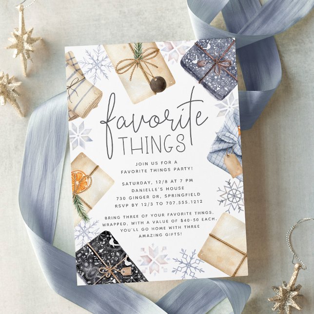 Chic Neutral Holiday Favourite Things Party Invitation (Shown on 5x7 Matte paper)