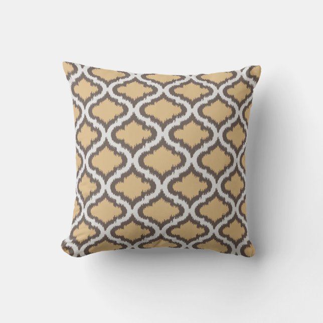 chic neutral honey moroccan pattern ikat pillow (Front)