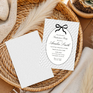 Chic Neutral Striped Bow Graduation Invitation