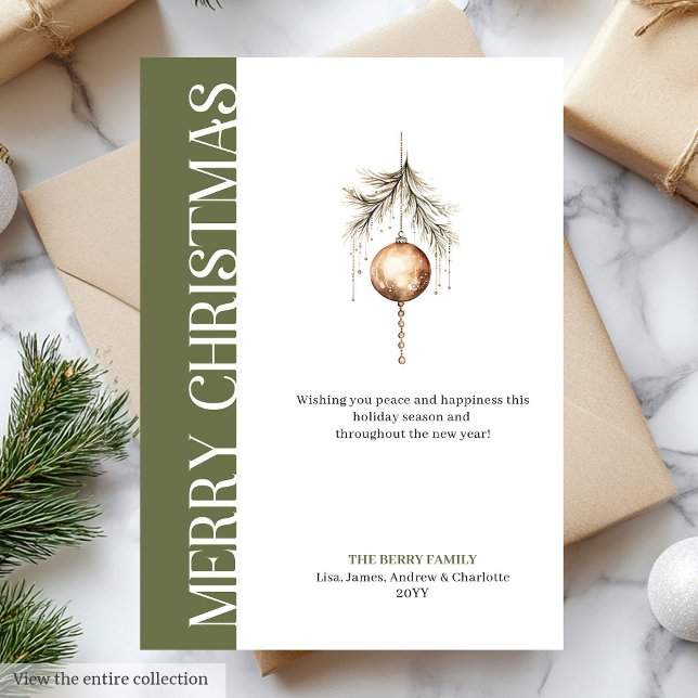Chic neutral tones Christmas bauble greeting card (Chic neutral tones Christmas bauble greeting card)