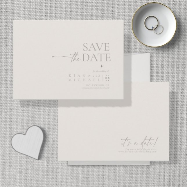 Chic Neutrals Wedding Bone White ID1020 Save The Date (Creator Uploaded)