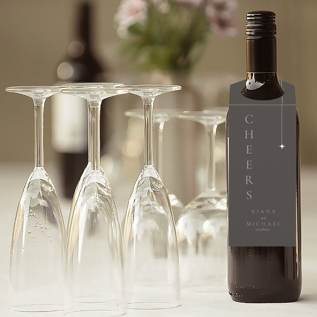Chic Neutrals Wedding Cheers Charcoal ID1020 Bottle Tag (Creator Uploaded)