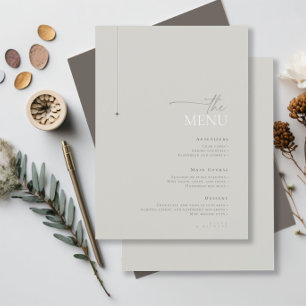 Chic Neutrals Wedding Menu Pastel Grey ID1020
