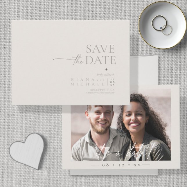 Chic Neutrals Wedding Photo Bone White ID1020 Save The Date (Creator Uploaded)