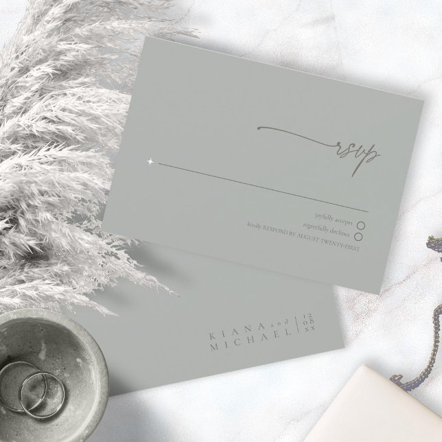 Chic Neutrals Wedding Sage Grey ID1020 RSVP Card (Creator Uploaded)