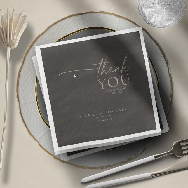 Chic Neutrals Wedding Thank You Charcoal ID1020 Napkin (Creator Uploaded)