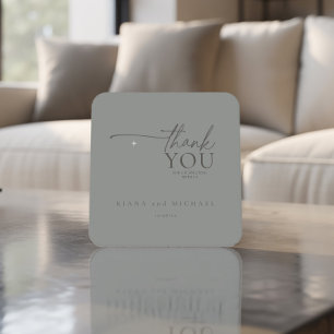 Chic Neutrals Wedding Thank You Pastel Grey ID1020 Square Paper Coaster
