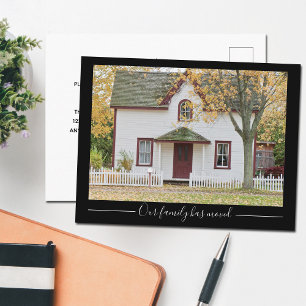 Chic New Home Address Custom House Photo Black Postcard