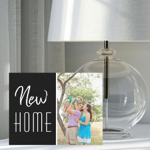 Chic New Home Family Photo Black White Moving Announcement