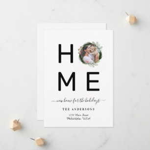 Chic New HOME for Holidays Wreath  Photo Moving Announcement