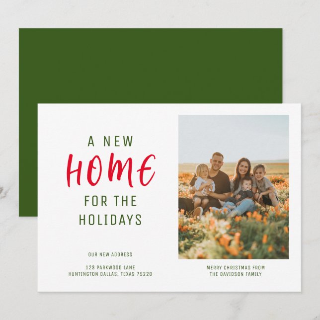 Chic New Home for the Holidays | Modern Photo Holiday Card (Front/Back)