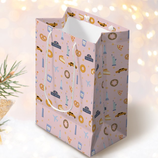 Chic New York City Pattern Blush Pink Medium Gift Bag (Creator Uploaded)