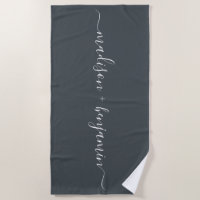 Chic Newlywed Monogram Names Off-Black