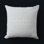 Chic Newlywed Mr Mrs Ice Blue Monogram Cushion<br><div class="desc">Chic, modern monogrammed pillow with the text Mr and Mrs in white elegant script on an ice blue background. Simply add your married name. Perfect gift for the newlywed couple. Exclusively designed for you by Happy Dolphin Studio. If you need any help or matching products please contact us at happydolphinstudio@outlook.com....</div>