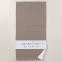 Chic Newlywed Mr Mrs Taupe White Monogrammed